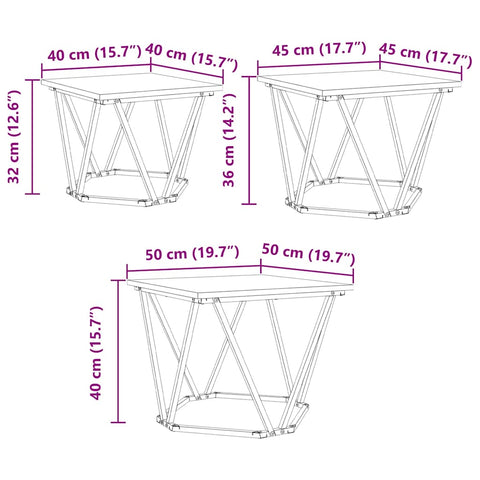vidaXL Coffee Table 3 pcs Smoked oak 50 x 50 x 40 cm