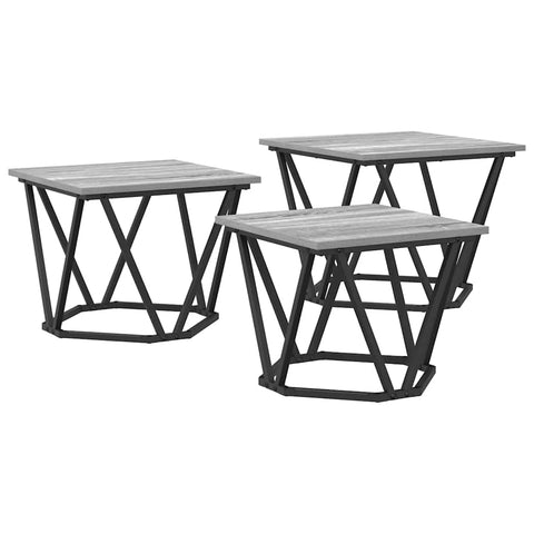 vidaXL Coffee Table 3 pcs Grey sonoma 50 x 50 x 40 cm