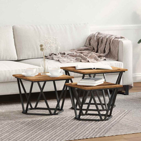 vidaXL Coffee Table 3 pcs Old wood 50 x 50 x 40 cm