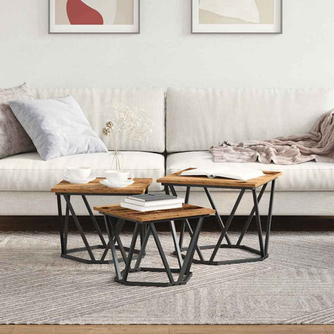 vidaXL Coffee Table 3 pcs Old wood 50 x 50 x 40 cm