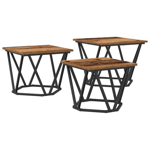 vidaXL Coffee Table 3 pcs Old wood 50 x 50 x 40 cm