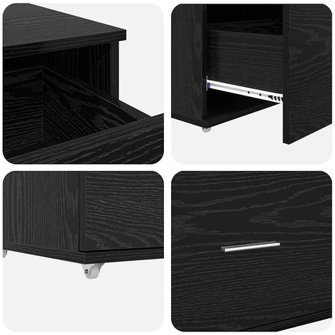 vidaXL Drawer Cabinet Black 55 x 45 x 33.5 cm Engineered wood