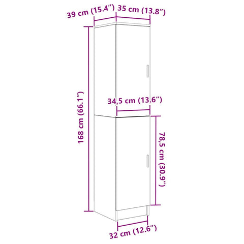 vidaXL Highboard Smoked oak 35 x 39 x 168 cm Engineered wood