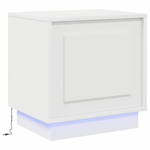 vidaXL Bedside Cabinet with LED Lights White 44x34,5x45 cm