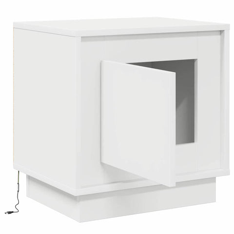 vidaXL Bedside Cabinet with LED Lights White 44x34,5x45 cm