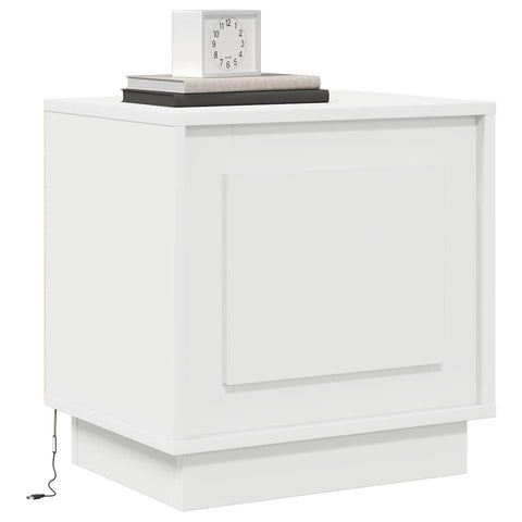 vidaXL Bedside Cabinet with LED Lights White 44x34,5x45 cm