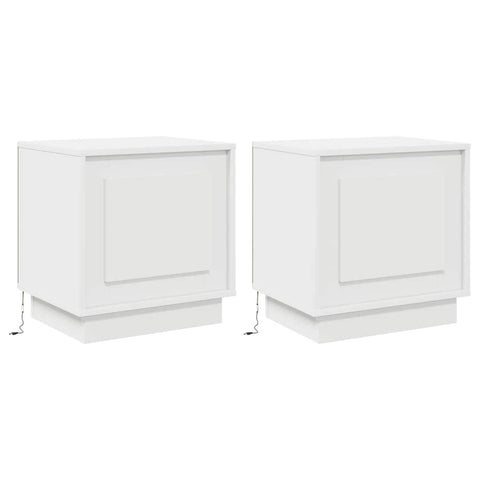 vidaXL Bedside Cabinets with LED Lights 2 pcs White 44x34,5x45 cm