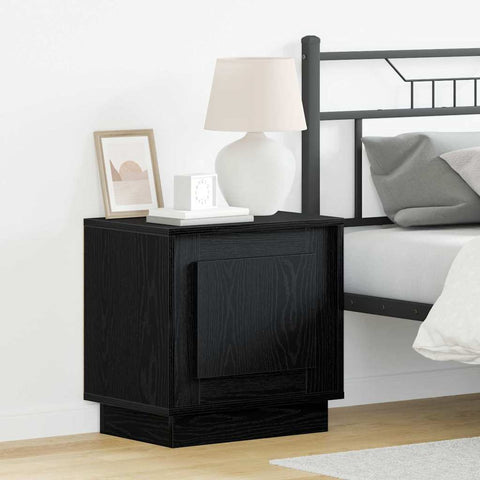 vidaXL Bedside Cabinets with LED Lights 2 pcs Black Oak 44x34,5x45 cm