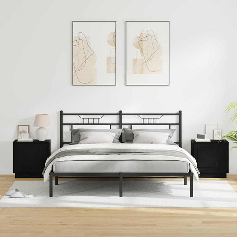vidaXL Bedside Cabinets with LED Lights 2 pcs Black Oak 44x34,5x45 cm