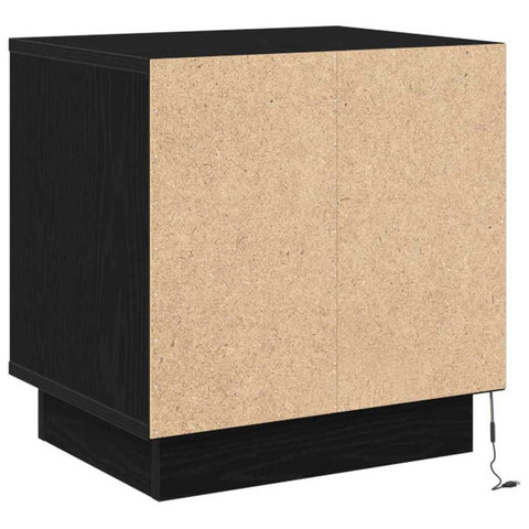 vidaXL Bedside Cabinets with LED Lights 2 pcs Black Oak 44x34,5x45 cm