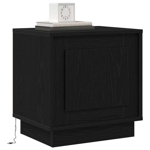 vidaXL Bedside Cabinets with LED Lights 2 pcs Black Oak 44x34,5x45 cm