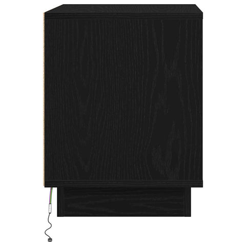 vidaXL Bedside Cabinets with LED Lights 2 pcs Black Oak 44x34,5x45 cm
