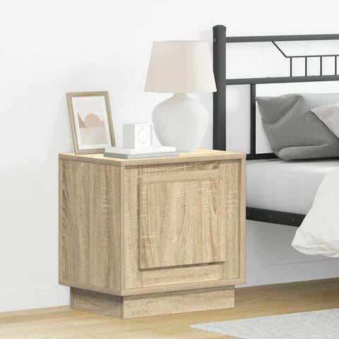 vidaXL Bedside Cabinet with LED Lights Sonoma Oak 44x34,5x45 cm