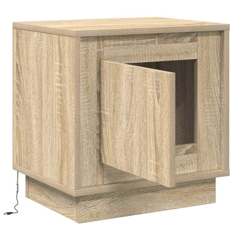 vidaXL Bedside Cabinet with LED Lights Sonoma Oak 44x34,5x45 cm