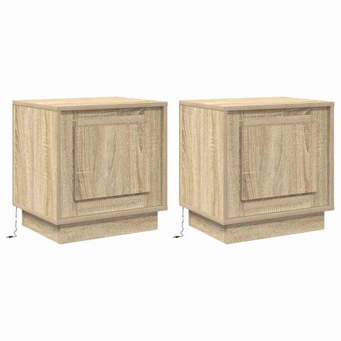vidaXL Bedside Cabinets with LED Lights 2 pcs Sonoma Oak 44x34,5x45 cm