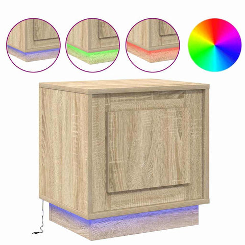 vidaXL Bedside Cabinets with LED Lights 2 pcs Sonoma Oak 44x34,5x45 cm