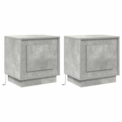 vidaXL Bedside Cabinets with LED Lights 2 pcs Concrete Grey 44x34,5x45 cm