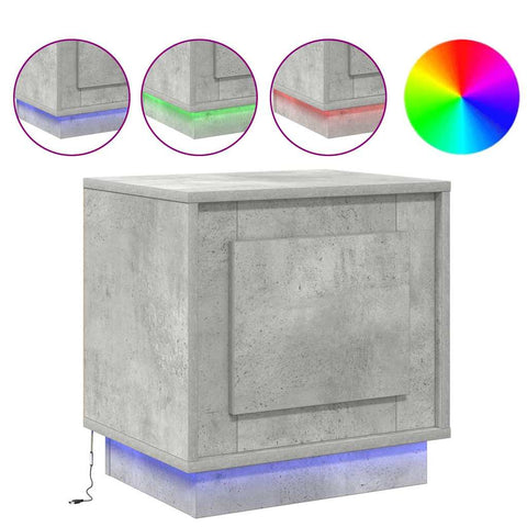 vidaXL Bedside Cabinets with LED Lights 2 pcs Concrete Grey 44x34,5x45 cm