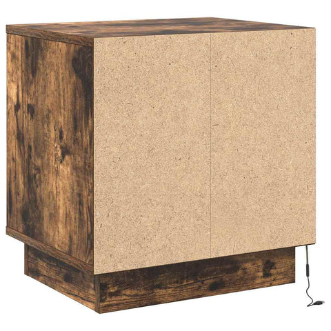 vidaXL Bedside Cabinet with LED Lights Smoked Oak 44x34,5x45 cm