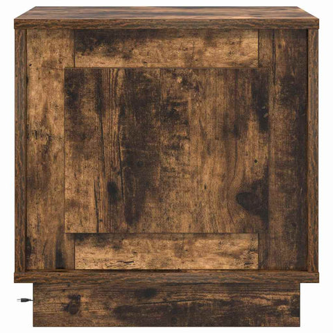 vidaXL Bedside Cabinet with LED Lights Smoked Oak 44x34,5x45 cm