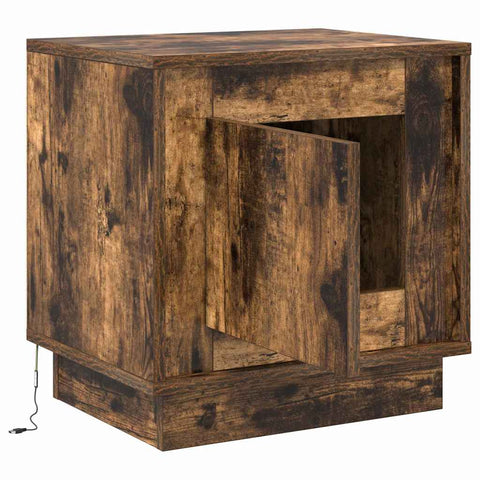 vidaXL Bedside Cabinets with LED Lights 2 pcs Smoked Oak 44x34,5x45 cm