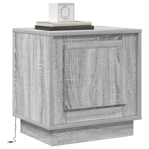 vidaXL Bedside Cabinet with LED Lights Grey Sonoma 44x34,5x45 cm