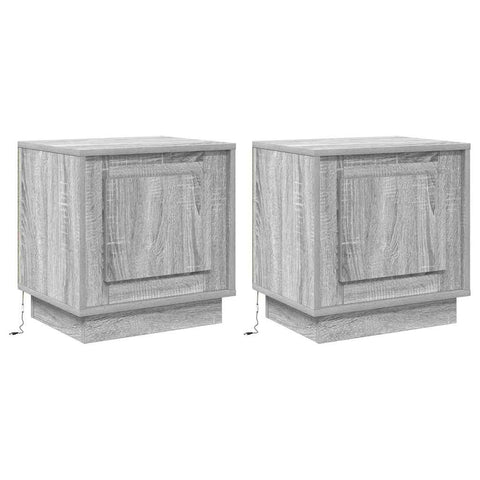 vidaXL Bedside Cabinets with LED Lights 2 pcs Grey Sonoma 44x34,5x45 cm