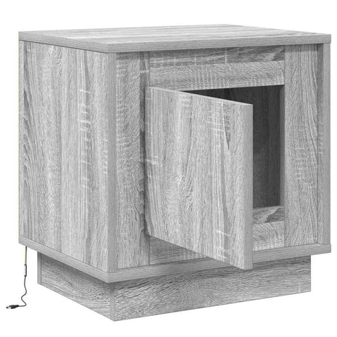 vidaXL Bedside Cabinets with LED Lights 2 pcs Grey Sonoma 44x34,5x45 cm