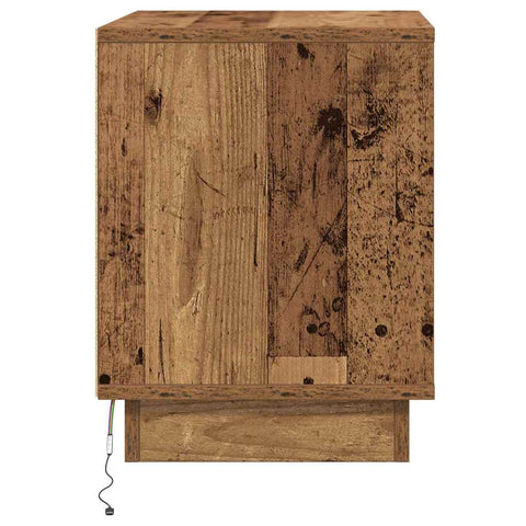 vidaXL Bedside Cabinet with LED Lights Old Wood 44x34,5x45 cm