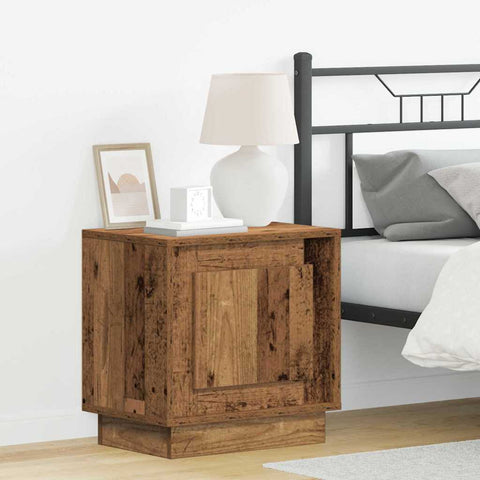 vidaXL Bedside Cabinets with LED Lights 2 pcs Old Wood 44x34,5x45 cm