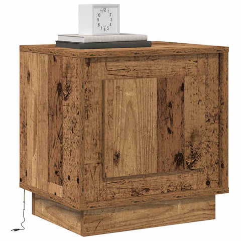 vidaXL Bedside Cabinets with LED Lights 2 pcs Old Wood 44x34,5x45 cm