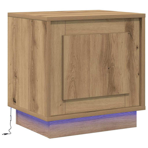 vidaXL Bedside Cabinet with LED Lights Artisan Oak 44x34,5x45 cm
