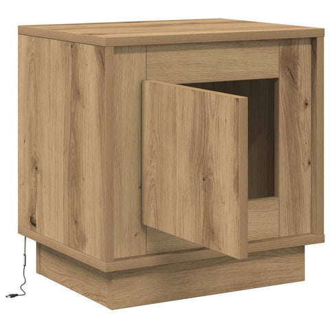 vidaXL Bedside Cabinet with LED Lights Artisan Oak 44x34,5x45 cm