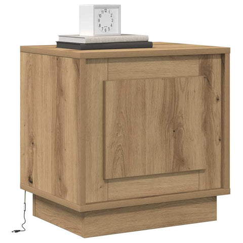 vidaXL Bedside Cabinet with LED Lights Artisan Oak 44x34,5x45 cm