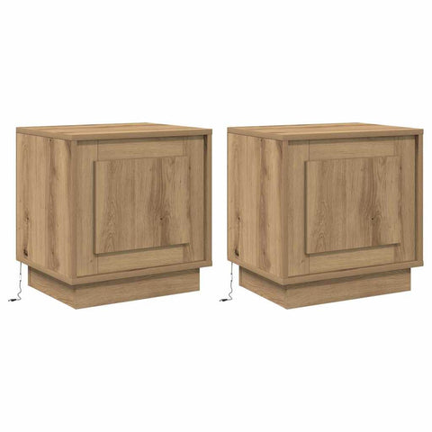 vidaXL Bedside Cabinets with LED Lights 2 pcs Artisan Oak 44x34.5x45 cm