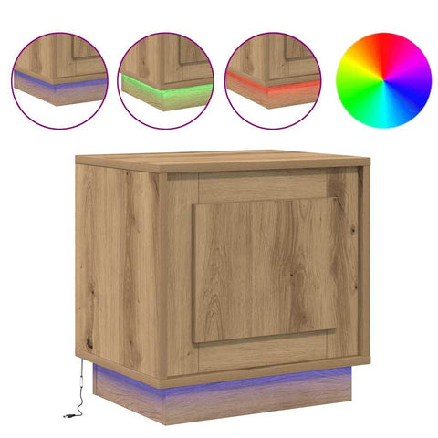 vidaXL Bedside Cabinets with LED Lights 2 pcs Artisan Oak 44x34.5x45 cm