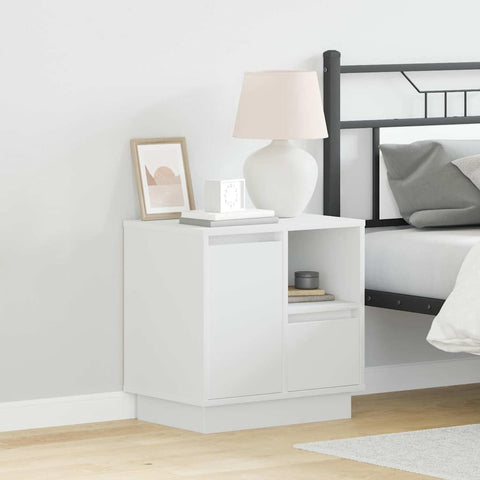 vidaXL Bedside Cabinet with LED White 50x34,5x50 cm
