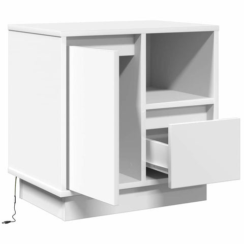 vidaXL Bedside Cabinet with LED White 50x34,5x50 cm