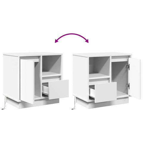 vidaXL Bedside Cabinet with LED White 50x34,5x50 cm