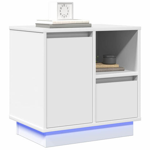 vidaXL Bedside Cabinet with LED White 50x34,5x50 cm