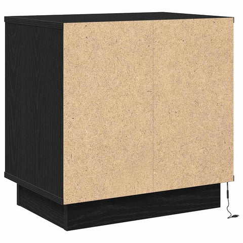 vidaXL Bedside Cabinets with LED 2 pcs Black Oak 50x34,5x50 cm