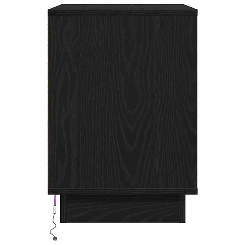 vidaXL Bedside Cabinets with LED 2 pcs Black Oak 50x34,5x50 cm