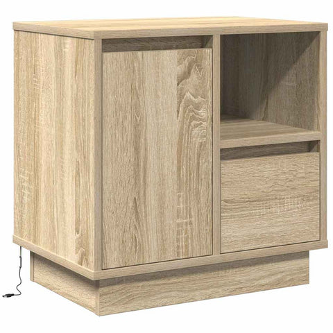 vidaXL Bedside Cabinet with LED Sonoma Oak 50x34,5x50 cm