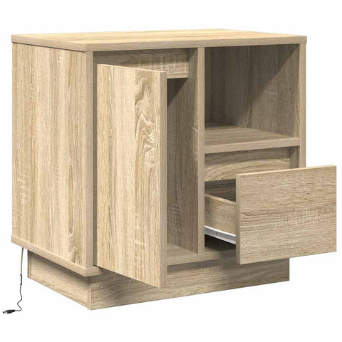 vidaXL Bedside Cabinet with LED Sonoma Oak 50x34,5x50 cm