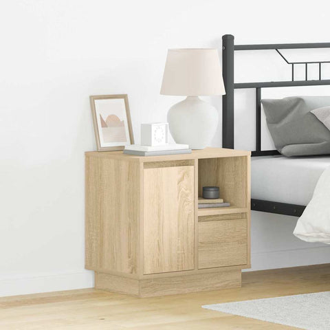 vidaXL Bedside Cabinets with LED 2 pcs Sonoma Oak 50x34.5x50 cm