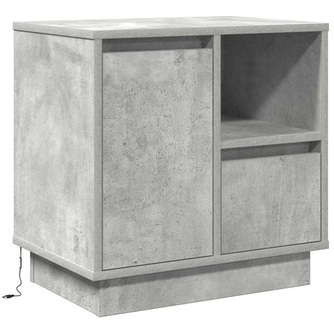 vidaXL Bedside Cabinet with LED Concrete Grey 50x34.5x50 cm