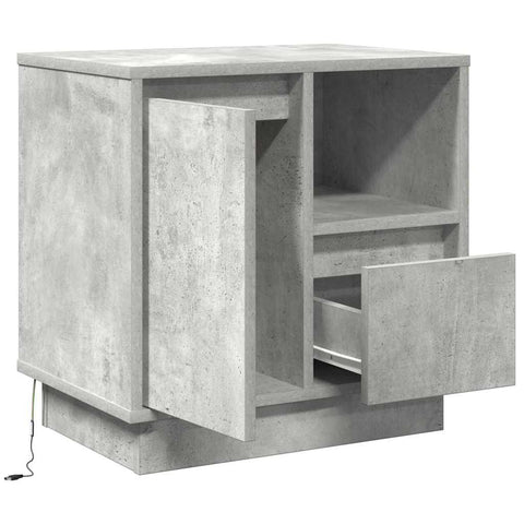 vidaXL Bedside Cabinet with LED Concrete Grey 50x34.5x50 cm