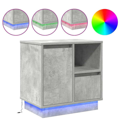 vidaXL Bedside Cabinet with LED Concrete Grey 50x34.5x50 cm