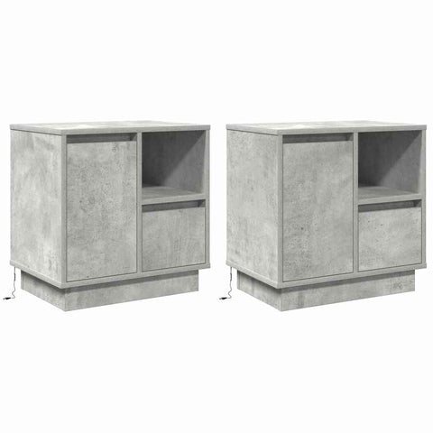 vidaXL Bedside Cabinets with LED 2 pcs Concrete Grey 50x34.5x50 cm