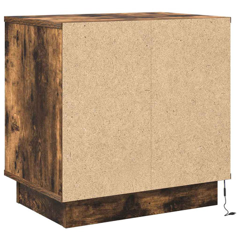 vidaXL Bedside Cabinet with LED Lights Smoked Oak 50x34,5x50 cm
